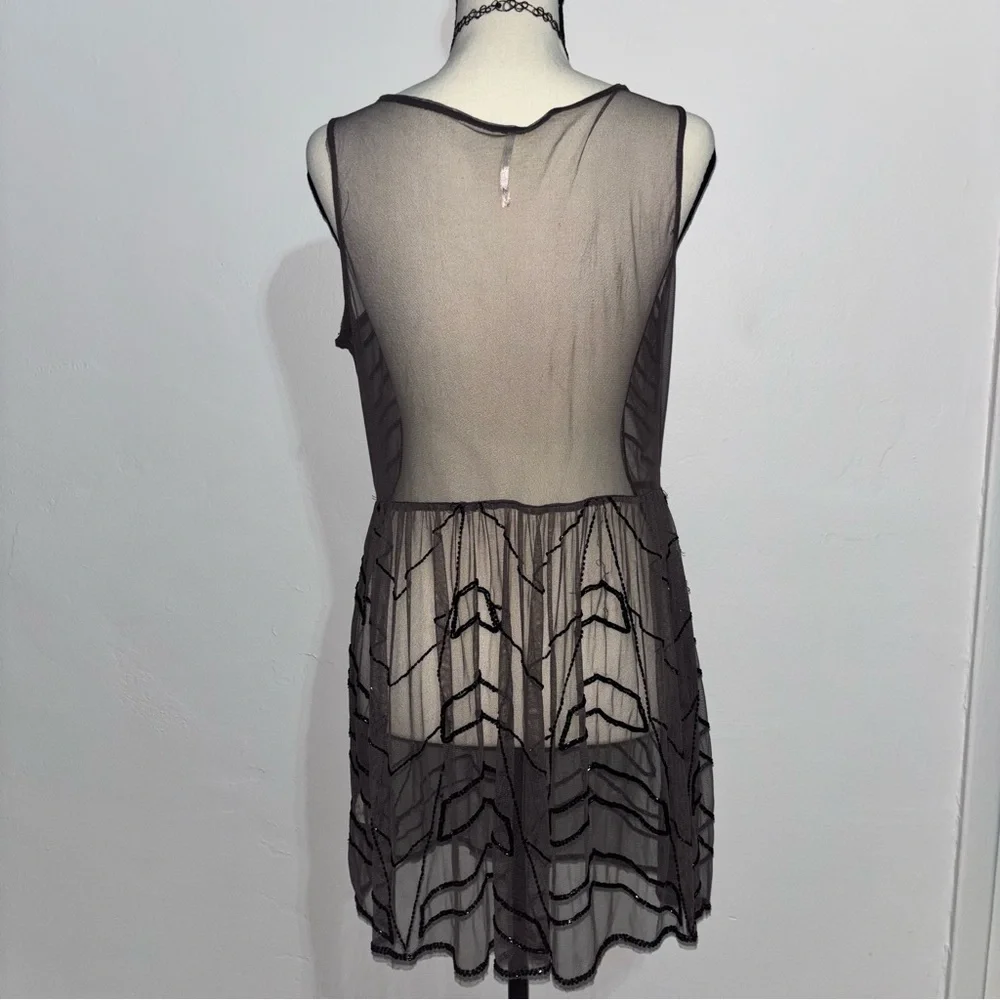 Free People Sheer Beaded Mesh Boho Dress S